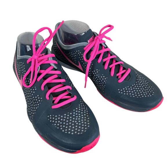 Nike Dual Fusion TF DR3 Pink Gray Polka Dot Lace Up Running Tennis Shoes Size 11 - Picture 1 of 12